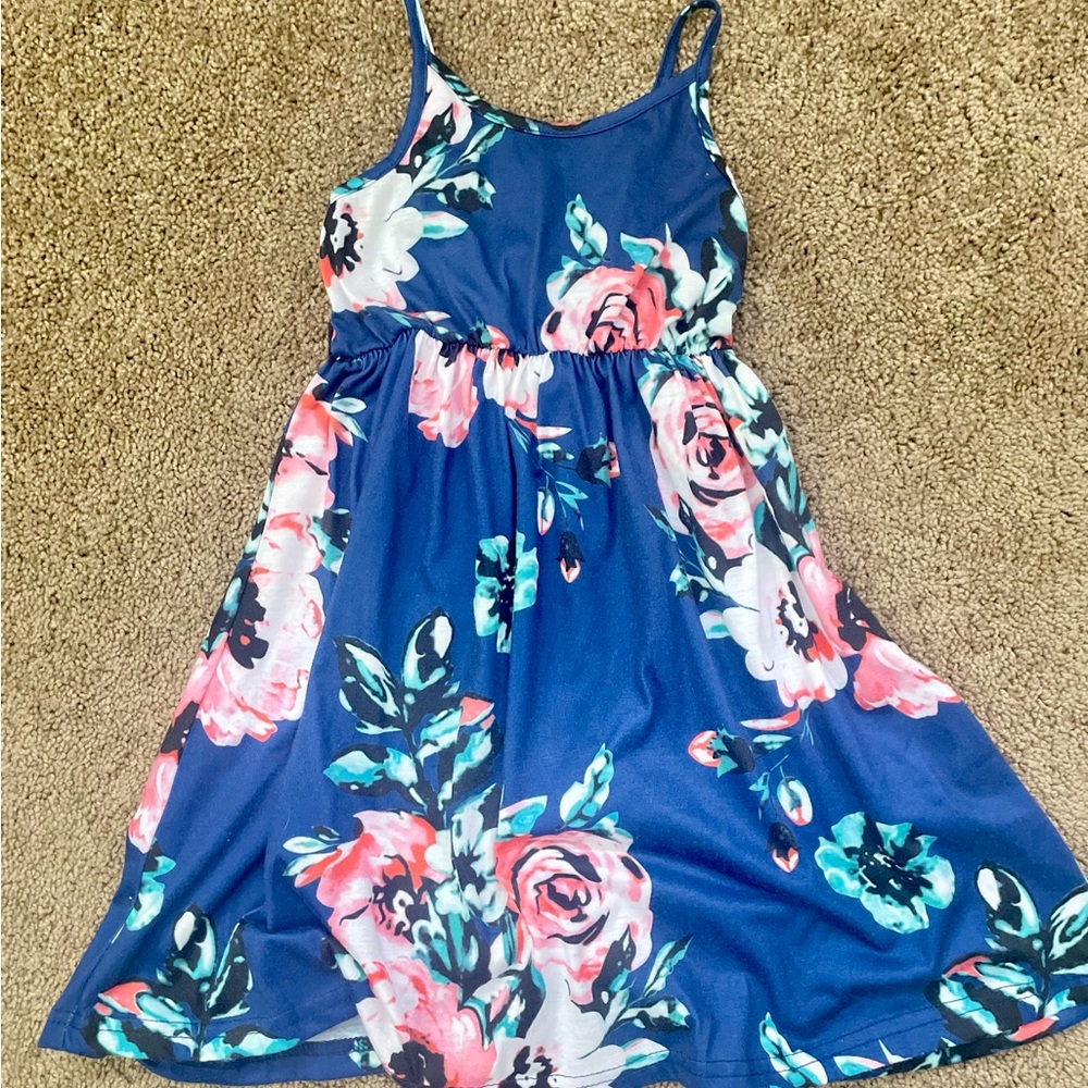 PatPat Blue Pink Sundress Sleeveless Casual